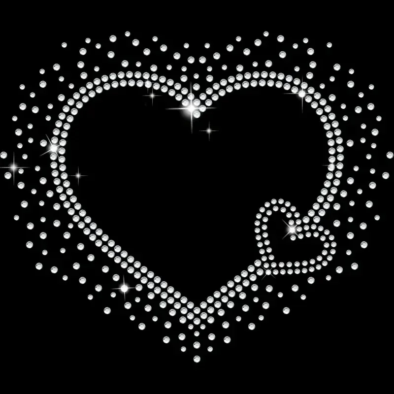 

Bling Heart Sticker Patches iron on crystal transfers design hot fix rhinestone motif designs applique patches