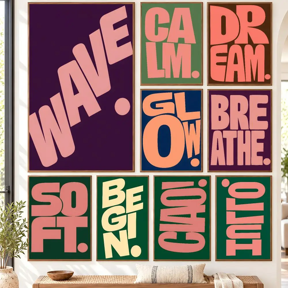 Retro Bold Typography Mood Collection Poster Self Adhesive Matte Wall Art Removable Home Room Decoration