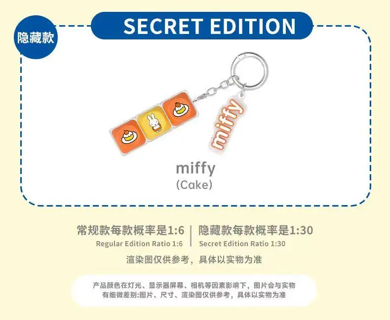 Miffy Kaninchen 6 Stile Farblich Abgestimmte Tastenkappen-Schlüsselanhänger Überraschungs-Blindbox Geschenke Spielzeugmodelle Anime-Figuren Sammelornamente – Detail 4