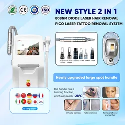 2024 di alta qualità 2 in 1 Laser a diodi Ice 755 808 1064NM PICO Laser Tattoo Removal Machine Titanium Skin Rejuvenation Laser