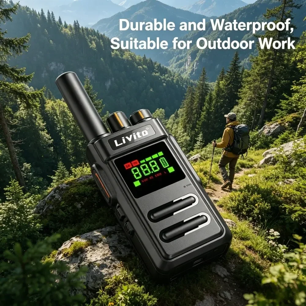 2 Pack Clear Sound Rechargeable Portable Walkie Talkie Two-Way Radio with Flashlight for Hotel Restaurant Security
