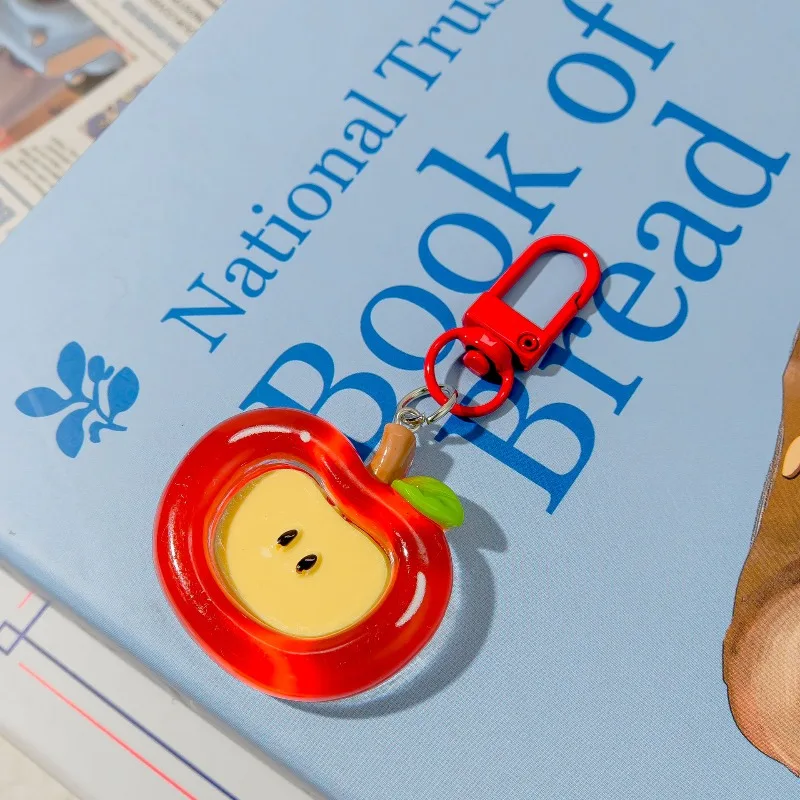 الكرتون التفاح الأحمر الأخضر لطيف المفاتيح للنساء جميل الاكريليك حقيبة تزيين قلادة الهاتف مفتاح سلسلة الهدايا #5