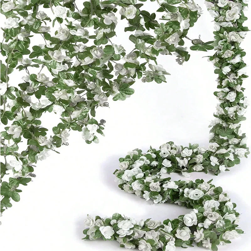 1PC 7.5FT Flower Garland, white rose vine suitable for wedding arch decoration, party decoration