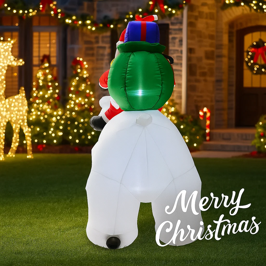 6,89 футов уличное праздничное украшение Рождественский надувной медведь Санта-Клауса игрушки встроенные светодиодные фонари Yard Party Decor украшения для домашнего декора