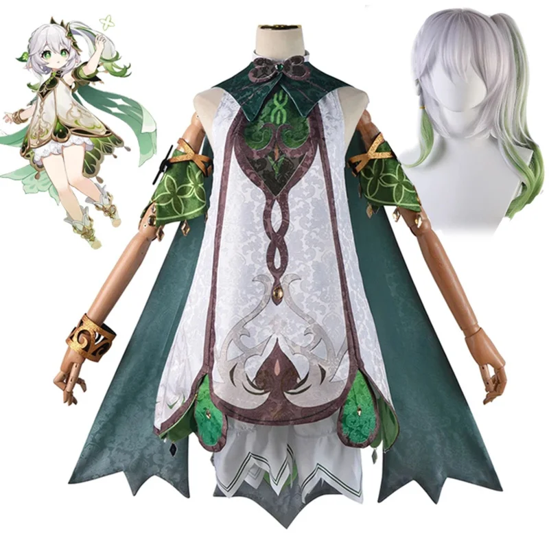 Game Genshin Impact Nahida Cosplay Costume Wig Lesser Lord Kusanali Nahida Uniform Dress Halloween Costumes Role Play Outfits