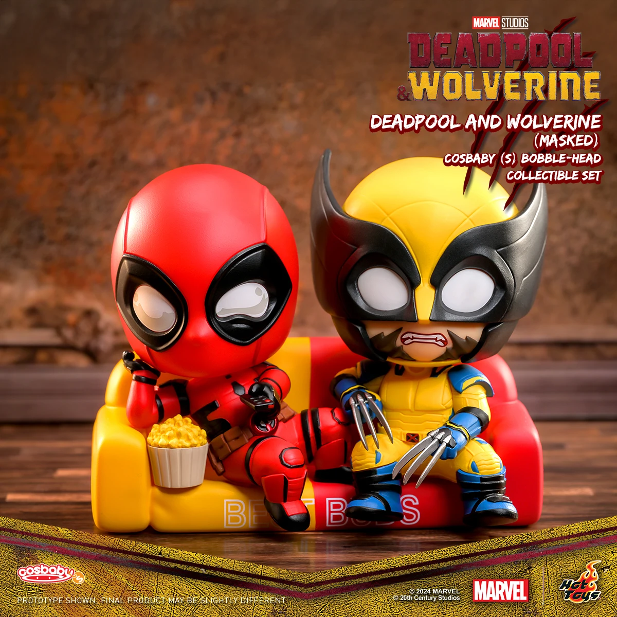 Authentic Hot Toys Deadpool & Wolverine Masked Cosbaby Bobble-Head Collectible Figure Exclusive Christmas Gifts