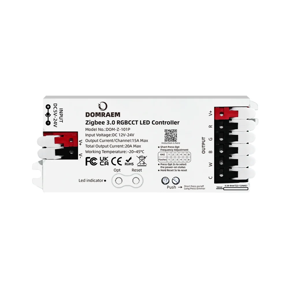 DOMRAEM 20A Zigbee3.0 5-in-1 / 3-in-1 / RGBCCT LED-Streifen-Controller Intelligenter Dimmer Kompatibel mit HU*E SmartThings Tuya Smartlife Alex – Detail 2