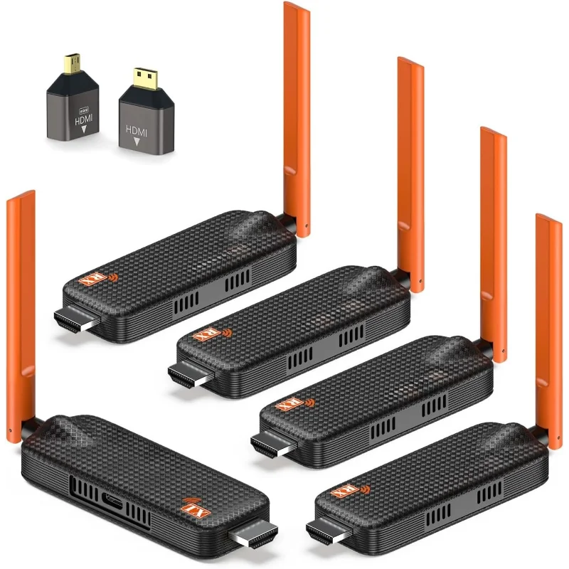 

Wireless HDMI Transmitter and 4 Receivers, Support Up to 6 Receivers, 5.8G HDMI Wireless Extender Streaming Content for