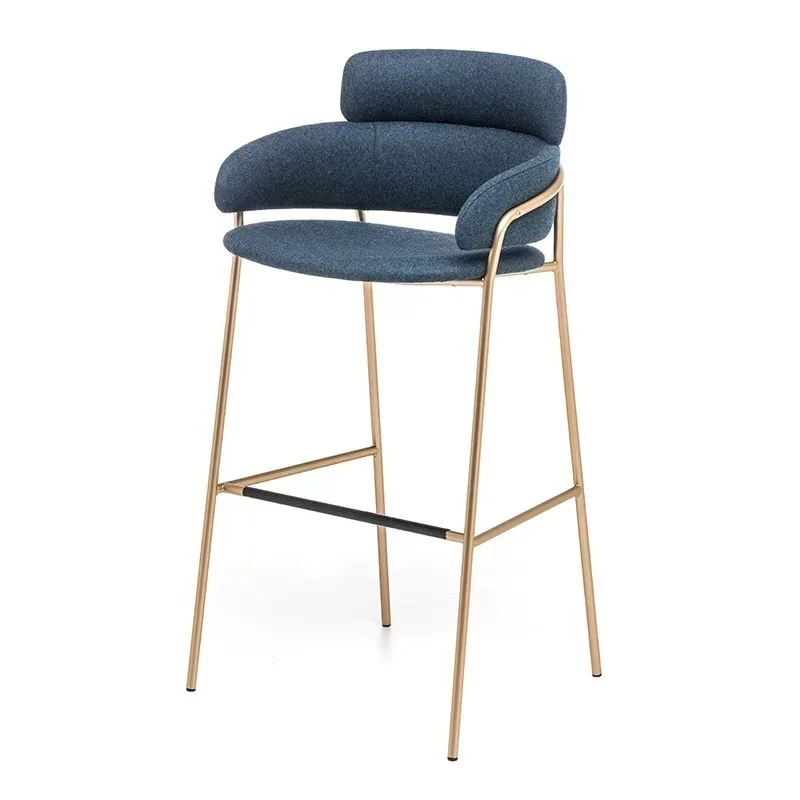 

Nordic Modern Simple Bar Chair Gold Backrest Light Luxury High Chair