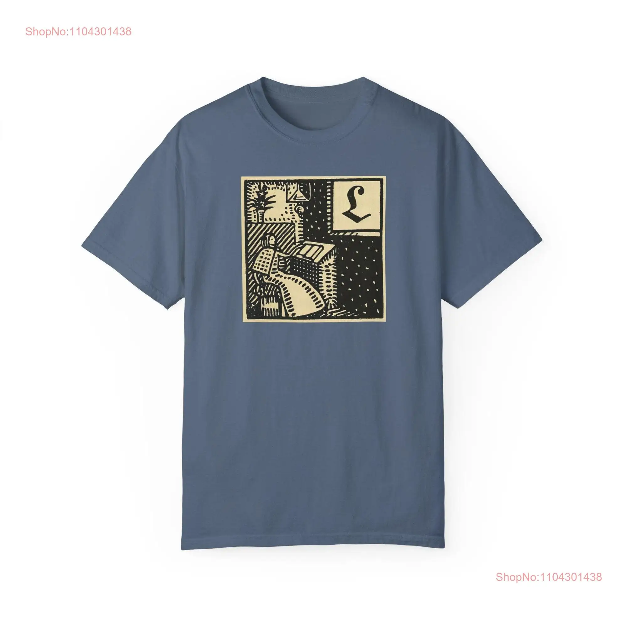 German Fairytale Wood Block Print T Shirt 2 from 1912 100 Percent Cotton Garment Dyed and Preshrunk long or short sleeves