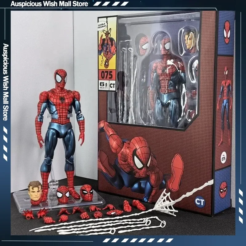 Figura original de Ct Toys Spider-Man Mafex 075, versión cómica de The Amazing Spiderman, figura de acción Mafex 185, modelo de juguete, regalo.