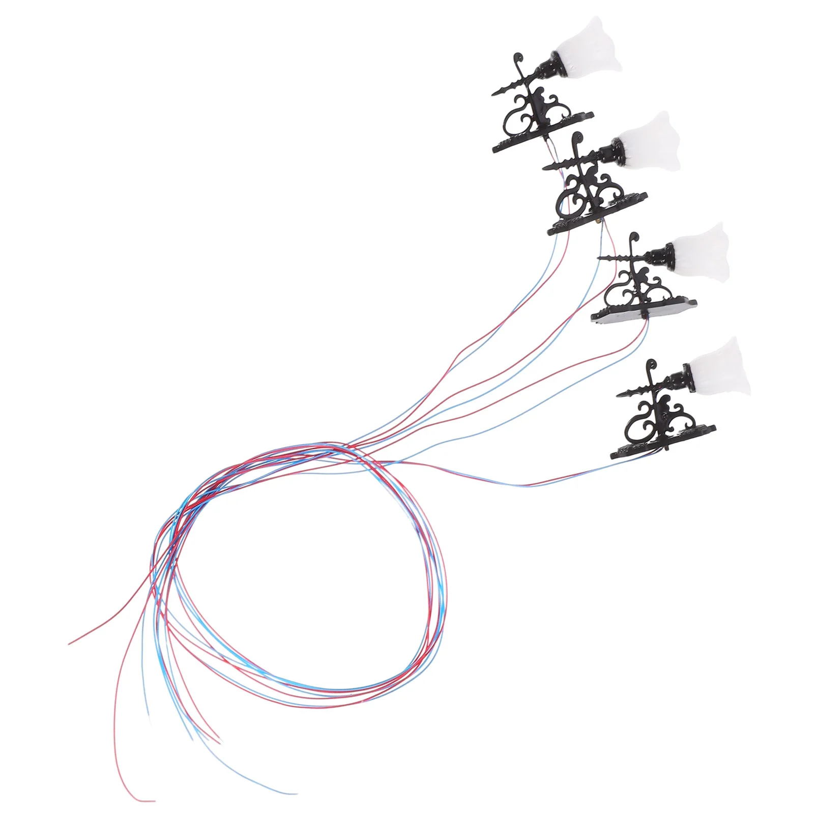 4 Pcs Garden Lights Solar Powered Dollhouse Wall Street Decorate Vintage Table Lamp