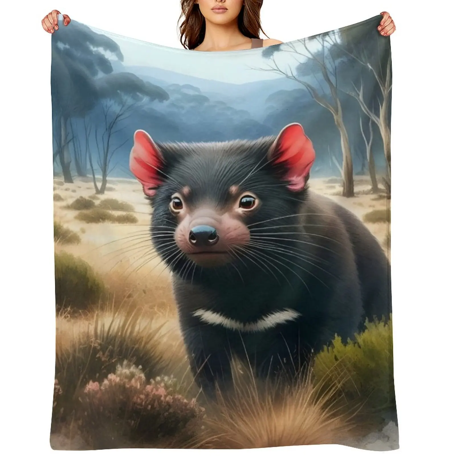 

Tasmanian devil Australia animal art Throw Blanket Decorative Sofas Travel Sofa Custom Blankets