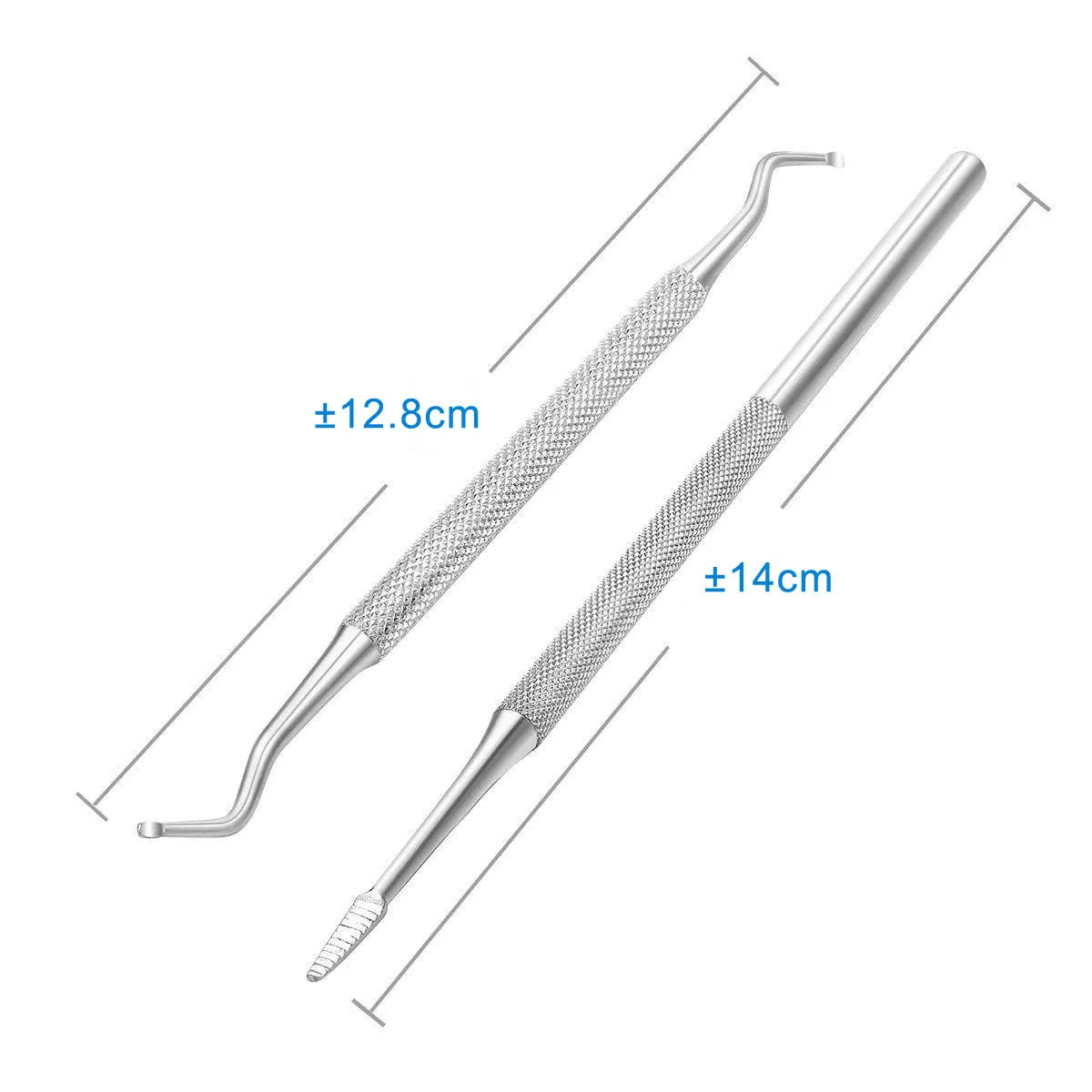 2Pcs Nail Cleaner Cuticle Spoon Stainless Steel Professional Double-End Pedicure Tool Toenail Remover Nail Cuticle Peeler Pusher