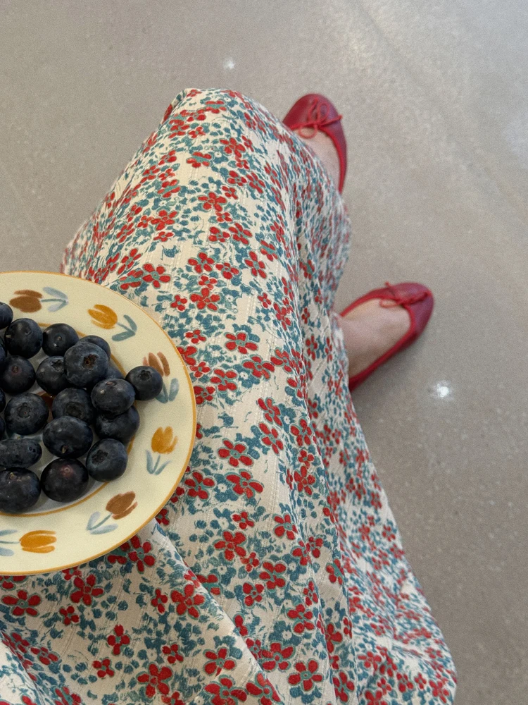 

Юбка миди А-силуэта с высокой талией и цветочным принтом, приталенная, для весенних прогулок, винтажная, из полиэстера, бренд Jophond Lou