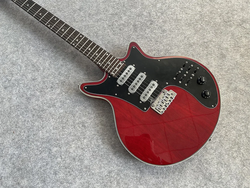Fire Eagle Burns brian Guitarra eléctrica personalizada con firma, color rojo vino, pastillas de 3 piezas, interruptor negro, 24 trastes, en stock, envío rápido
