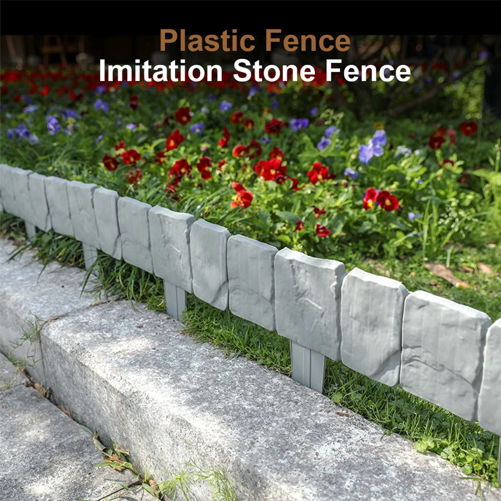 

Garden Edging Border Imitation Stone Fence Partition Fence Garden Decor (40pcs)