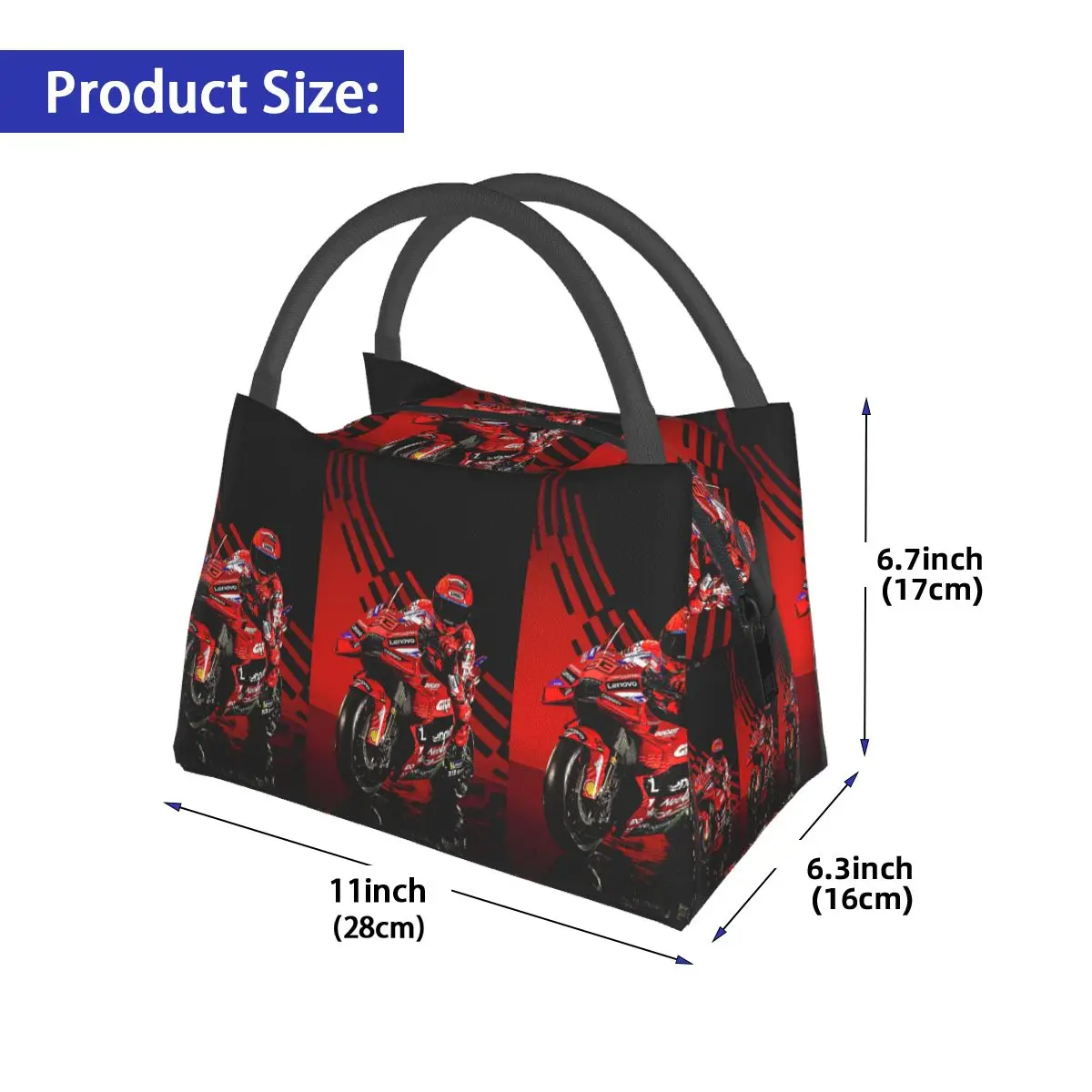 Motorcycle Racing Marqueze Insulated Lunch Bag for Women Kids Leakproof Food Boxes Thermal Lunch Box Tote