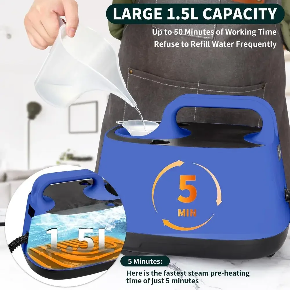 High Pressure Electric Steam Cleaner Multi-Purpose Rolling Machine Carpet Upholstery Floor Car Deep Cleaning with Accessories