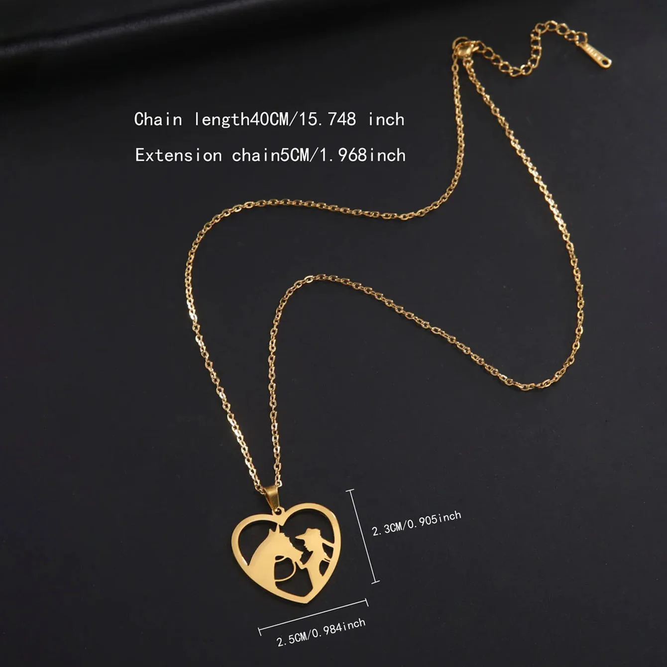 قلادة بدلاية على شكل حصان من الفولاذ المقاوم للصدأ للنساء ، شكل الحب ، القلب ، مجوهرات الحيوانات ، هدية عيد الميلاد ، الفتاة ، الموضة #3