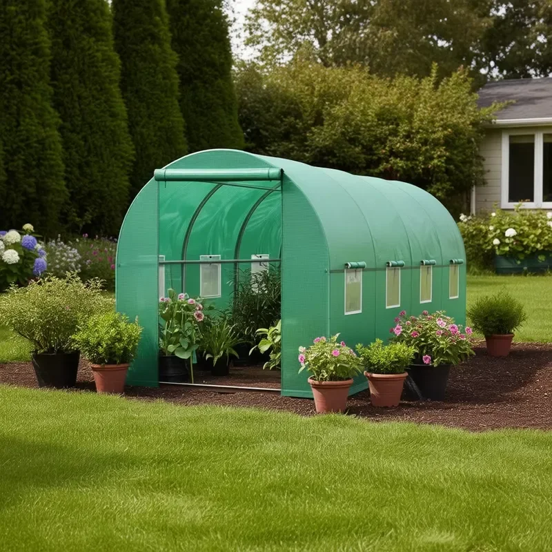 Walkuen Mini Walk-In Garden Greenhouse 6x12ft PVC Aluminum Frame for Outdoor Plant Growing