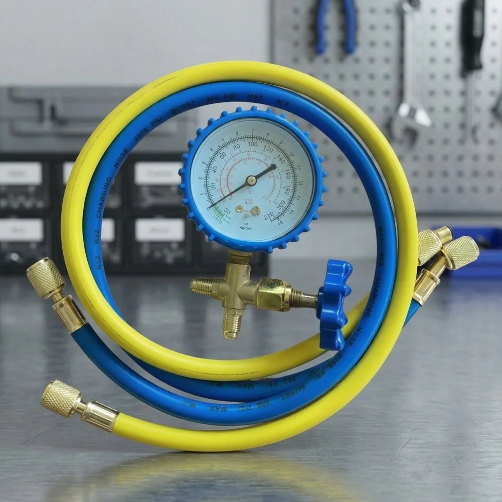 Manifold Gauge Set for HVAC Refrigeration Featuring R22 R134a R404A R290 R600A Compatibility and 0-500 PSI Range