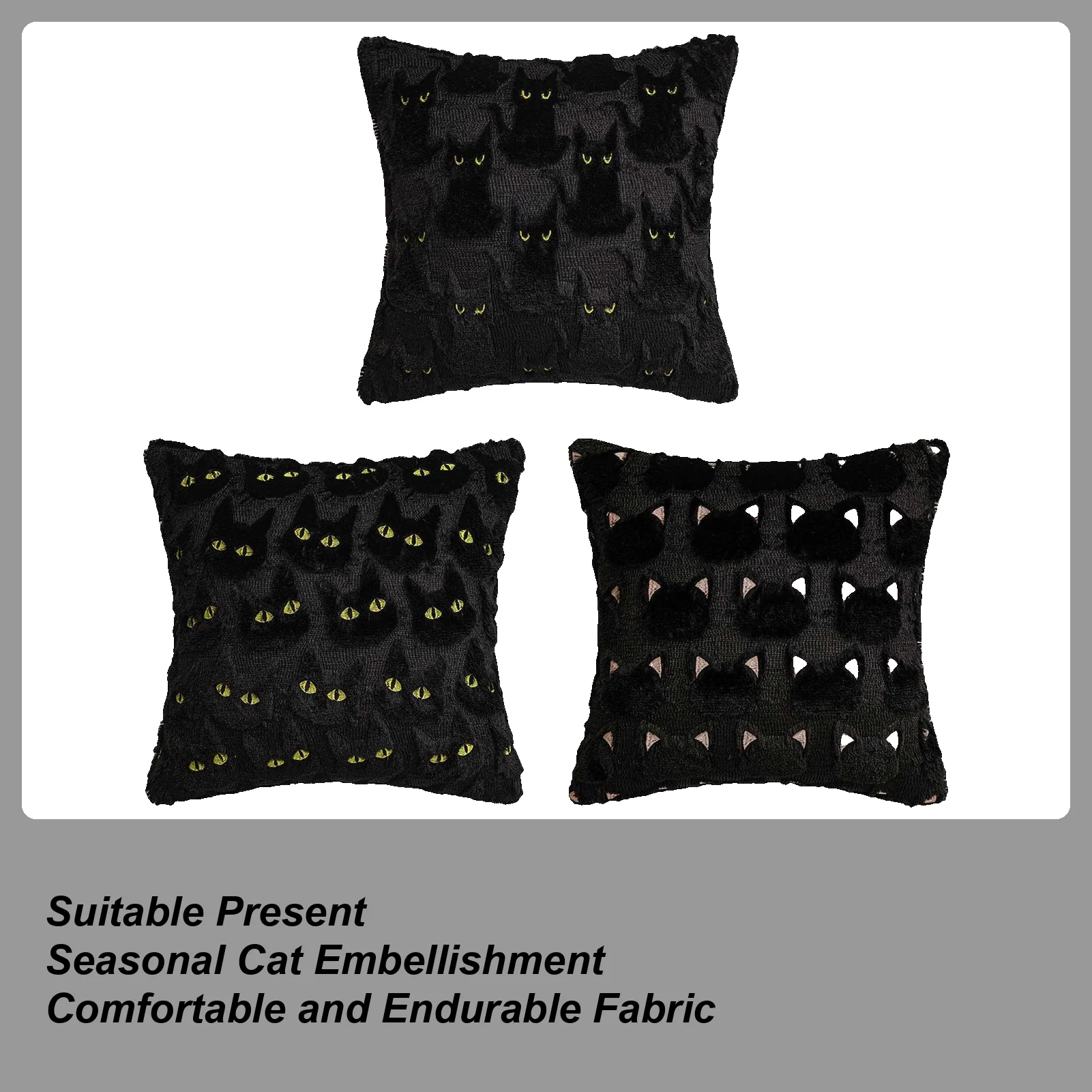 

Halloween Throw Pillow Covers Spooky Print 45x45cm with Zipper Decorative Pillowcase for Sofa, Bed & Apartment Living Room