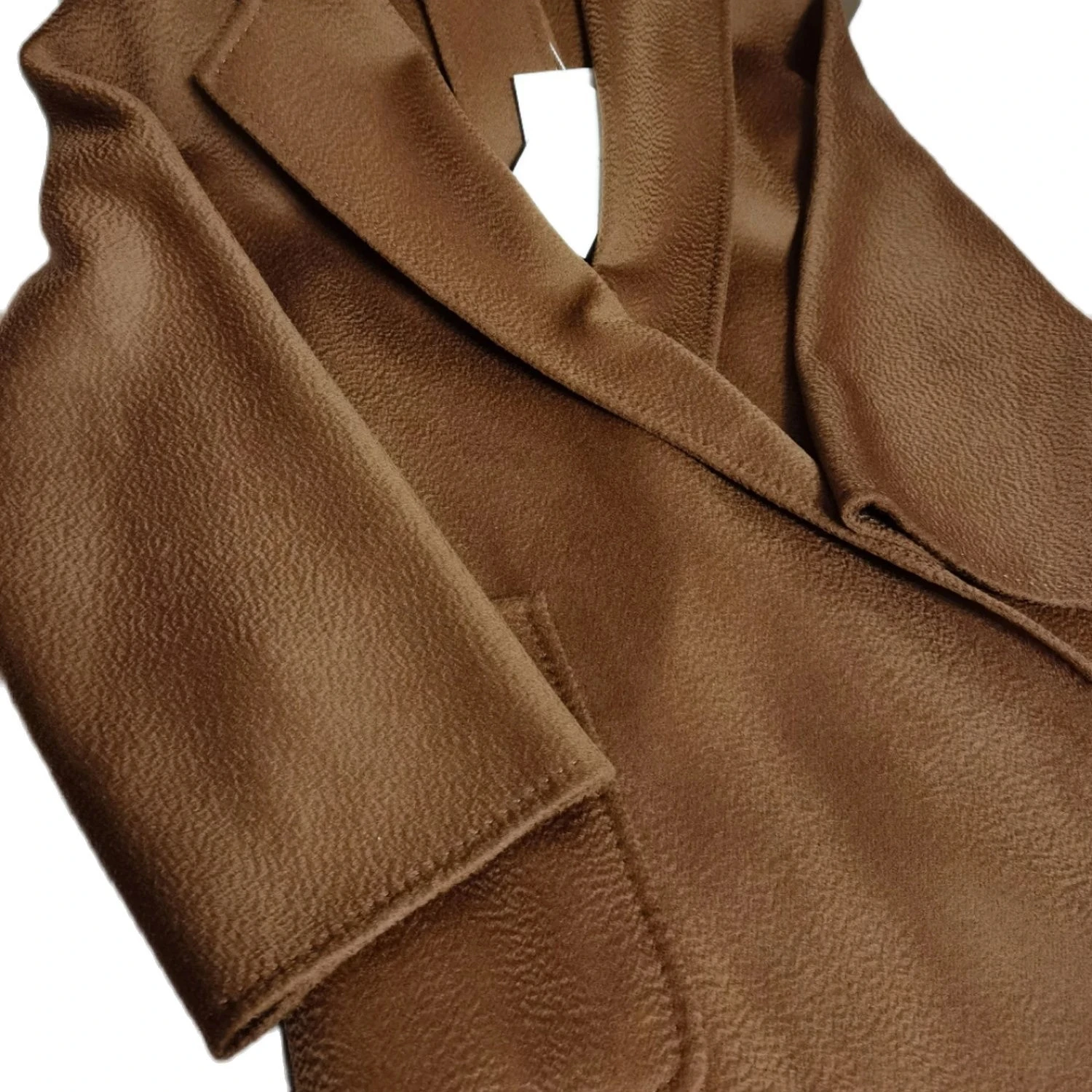 High-end Winter Cashmere Coat Women 2024 Autumn Long Loose Camel Coat Water Ripple 100% Cashmere Lace Fashionable Casual Jacket