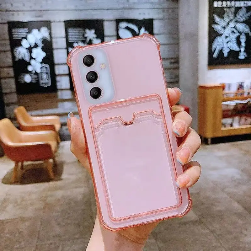 Card Bag Wallet Clear Phone Case On for Samsung Galaxy A14 A24 A34 A54 A15 4G A25 A35 A55 5G Corners Bumper Cover Cases
