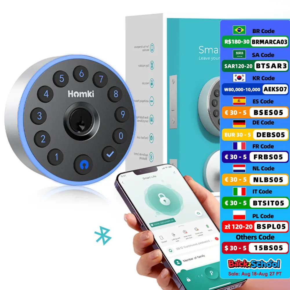 

Смарт-замок RAYKUBE HK01 Tuya с Bluetooth, электронный дверной замок с автоматической задержкой, с клавишами, паролем, приложением и ключом