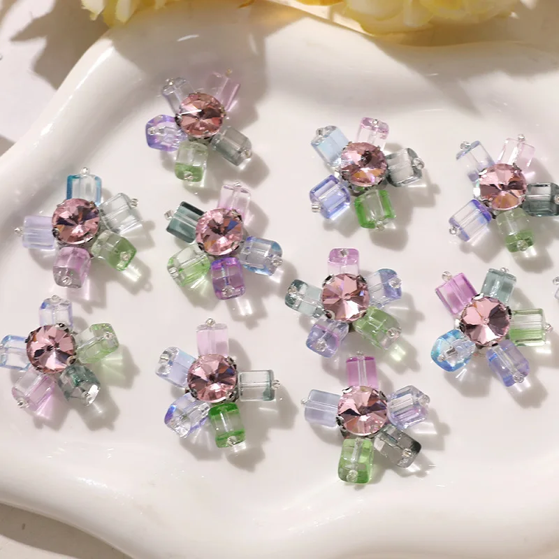 Shoe Clip 1 Piece Crystal Cube Candy Color Rhinestone Blossom Summer Sparkling Lightweight Versatile DIY for Clogs Jelly