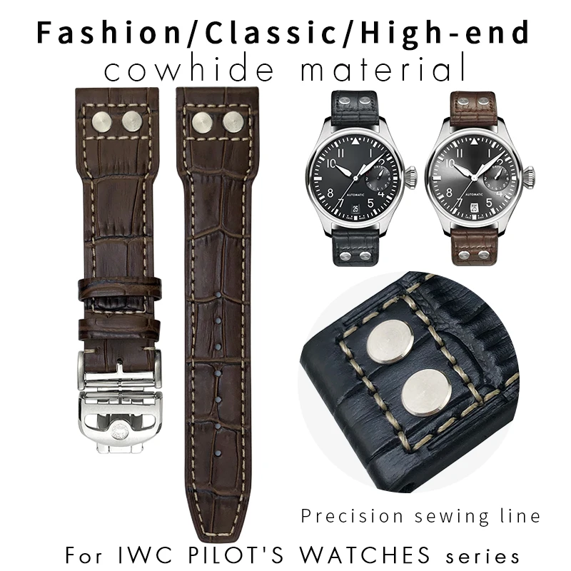 20mm 21mm 22mm Watchband For IWC Big Pilot Spitfire TOP GUN Brown Black Watch Strap Calf Genuine Leather Bracelet Watch Band