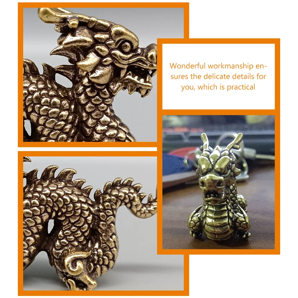 

Copper Dragon Figurine Metal Animal Decor Statue Desk nament Miniature Craft Adornment Home Office Retro Decorative Item