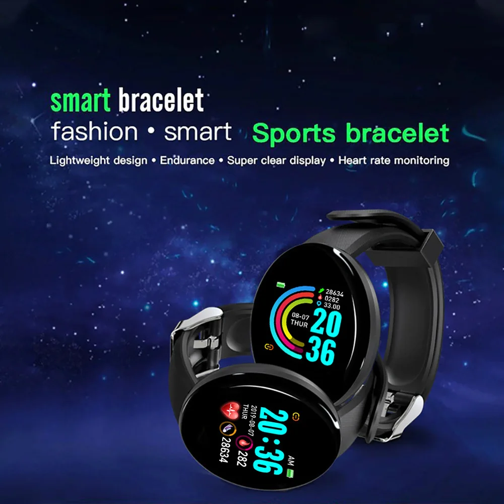 Smart Watch D18 Men Women Fitness Tracker Sports Heart Rate Monitor Smartwatch D18s Wristwatch for Smartphone