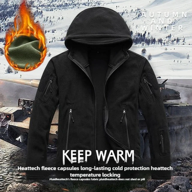 

Men's Polar Fleece Military Jacket Autumn Winter Windproof Cold Resistant Thick Fleece Coat Men Outdoor Military Tactial Jackets