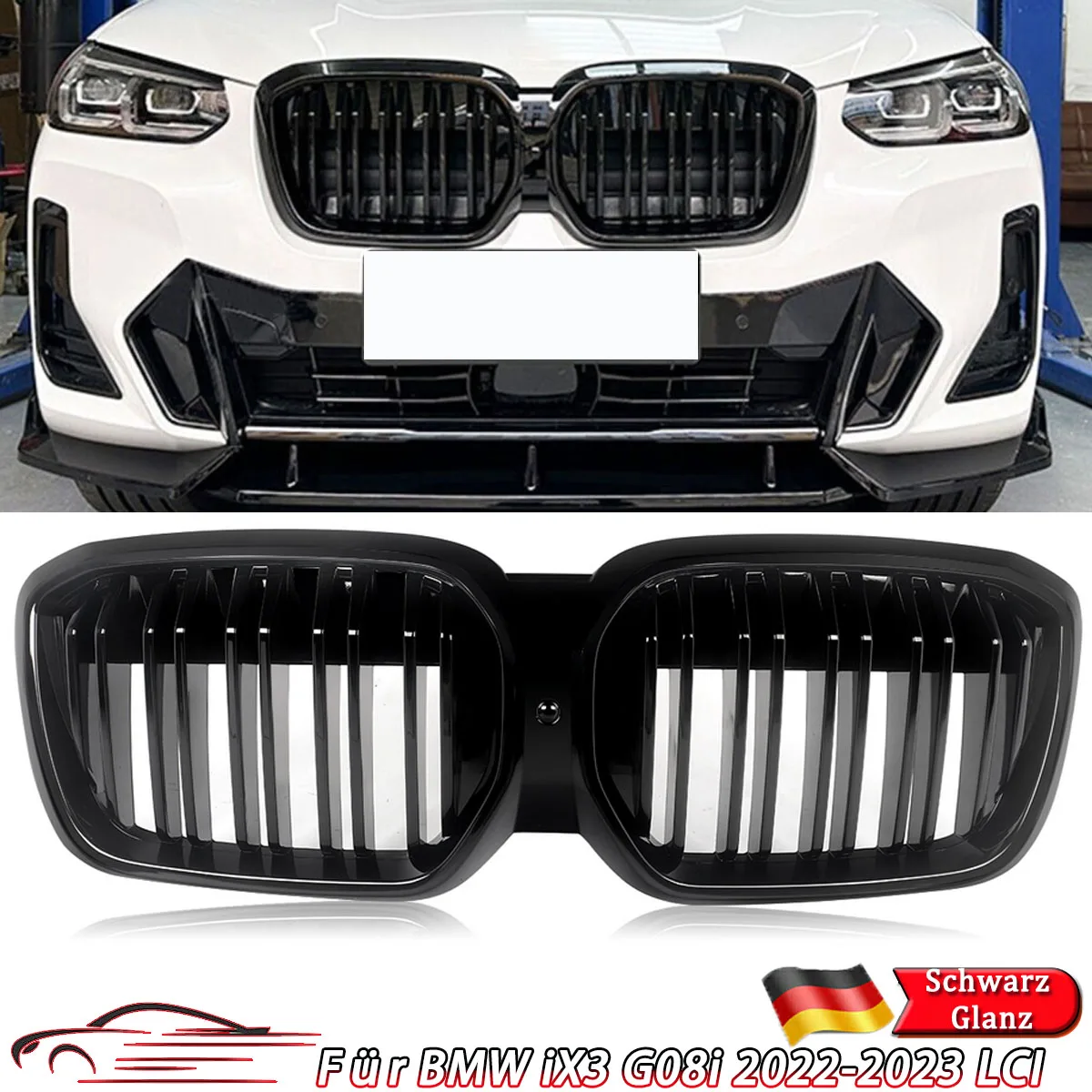 ABS di alta qualità doppia stecca griglia anteriore renale adatta per BMW iX3 G08 LCI 2022-2025 paraurti anteriore griglia da corsa nero lucido Magickit