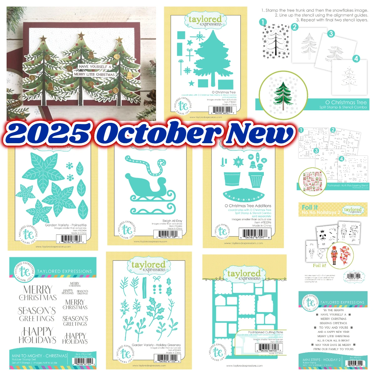 

New 2025 Christmas Tree Additions Die Set DIY Scrapbooking Card Word Stamps Holiday Gift Holly Jolly Hellos Craft Dies Stencils