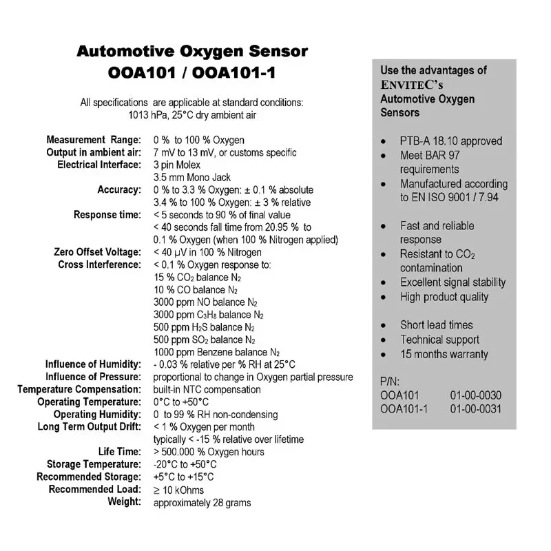 Oxygen Sensor M04 Oxygen Cell M03 Original In Stock OOA101 1pcs