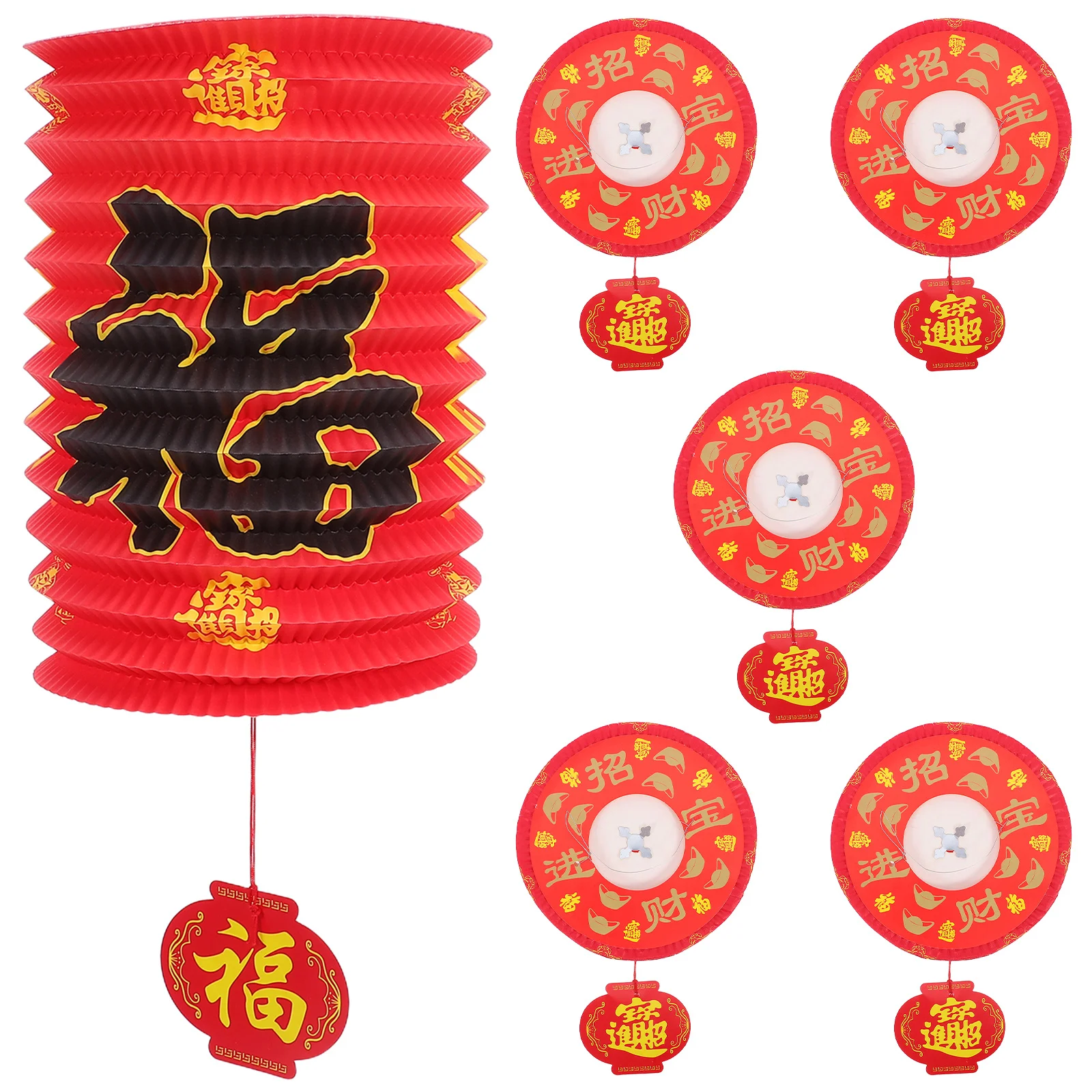 Lanterne rosse da 6 pezzi per il festival di primavera Capodanno cinese Decorazione da appendere Lanterne di carta festive tradizionali Party Home Hotel