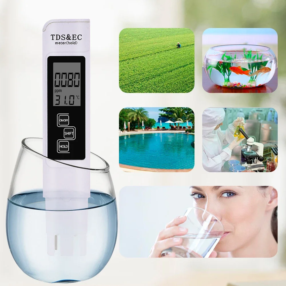 PH Meter & TDS Meter Digital Water Quality Tester 0-14 PH Meter Tester 0-9990PPM TDS&EC LCD Water Purity PPM Aquarium Filter