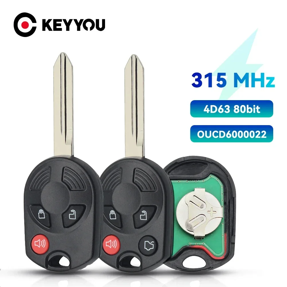 

KEYYOU Remote Car Key For Ford C-Max Edge Escape Focus Lincoln Mazda Mercury OUCD6000022 315Mhz 4D63 80Bit Chip