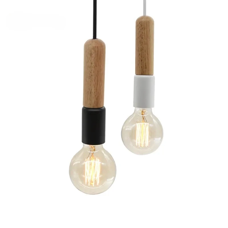 Modern Simple Nordic Wood Chandelier for Dining Table Restaurant Study Creative Bar Lighting Meal Pendant Lamp Led Lights