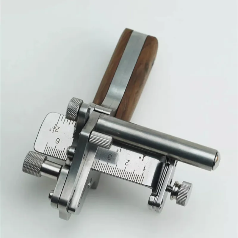 10-60mm Adjustable Leather Strap Cutter Dual Scale Metric & Imperial Stainless Steel Handheld Belt Cutting Tool for Leathercraft