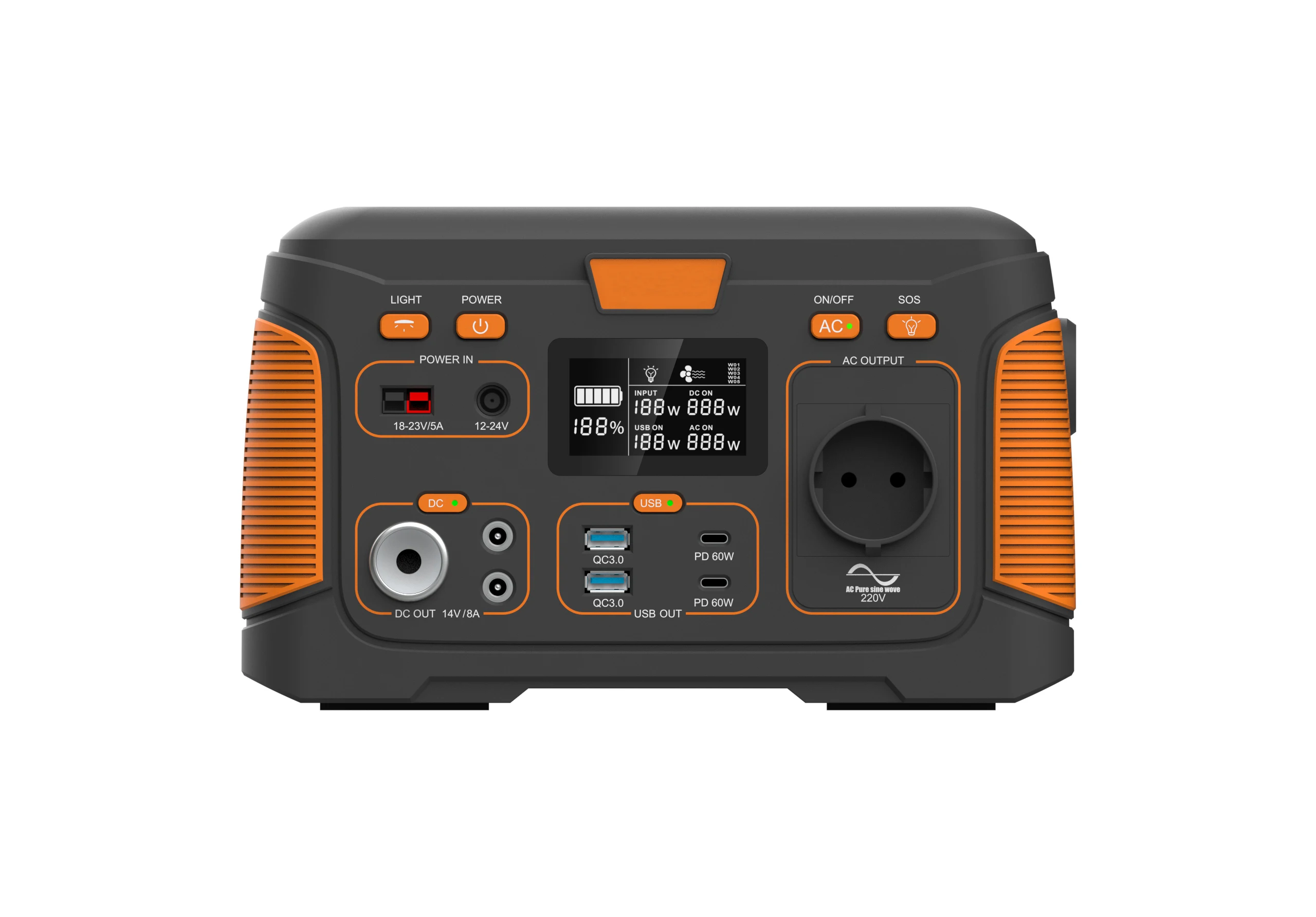 High Performance 650W Solar Portable Power Bank Battery Pack with Solar Panel for Camping