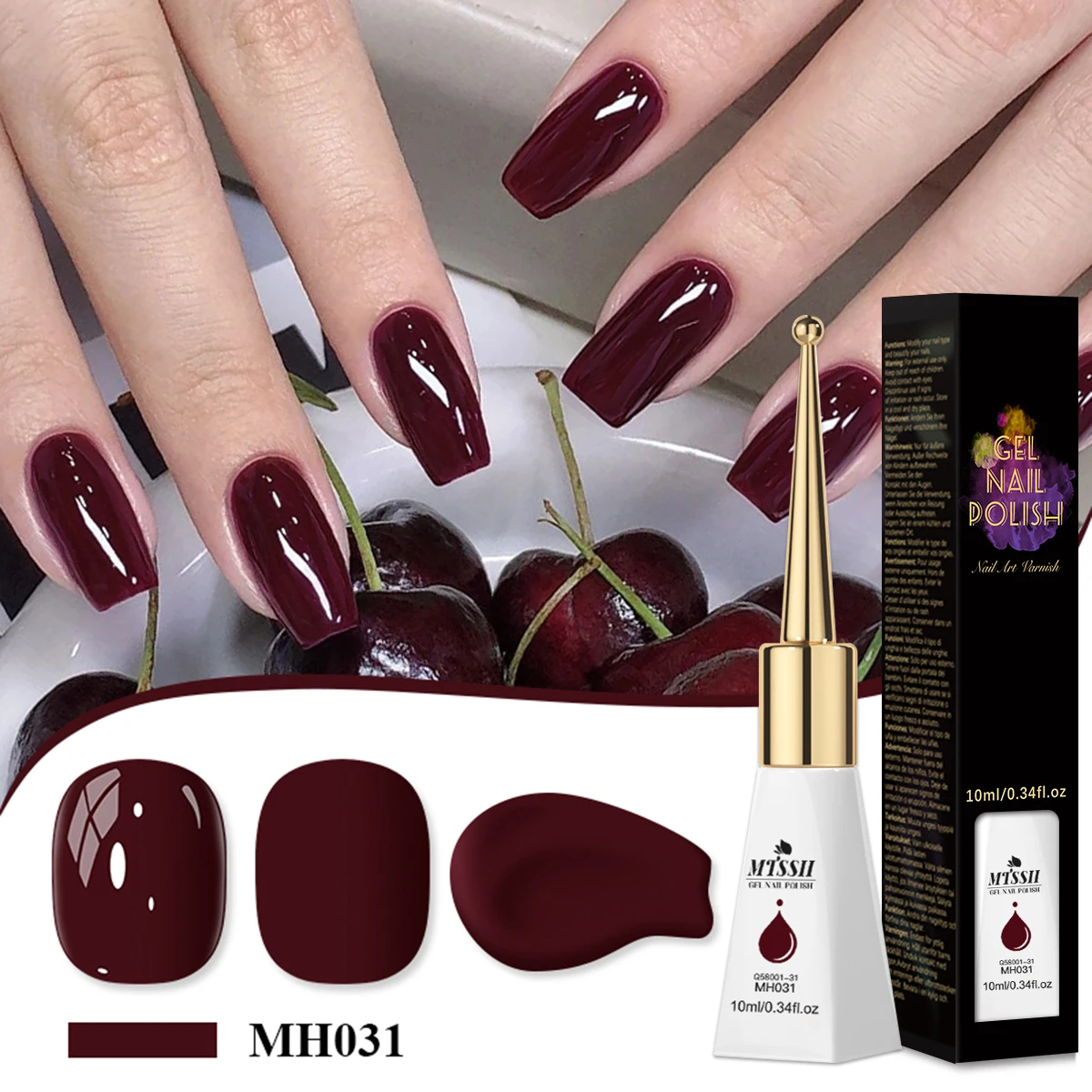 10ml Kirschroter Nagel-Gel-Lack Beliebtester Winter-Lack Semi-Permanent Nagelkunst Maniküre Abziehbarer LED UV Gel Nagellack