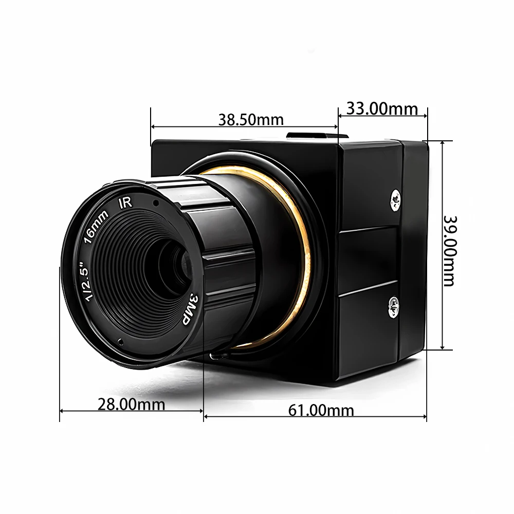Câmera USB de alta velocidade WGWK 1080P HD MJPEG 60FPS UVC Plug Play Webcam com 16mm 21 °   Lente CS para sistema de visão de máquina de balanço de golfe