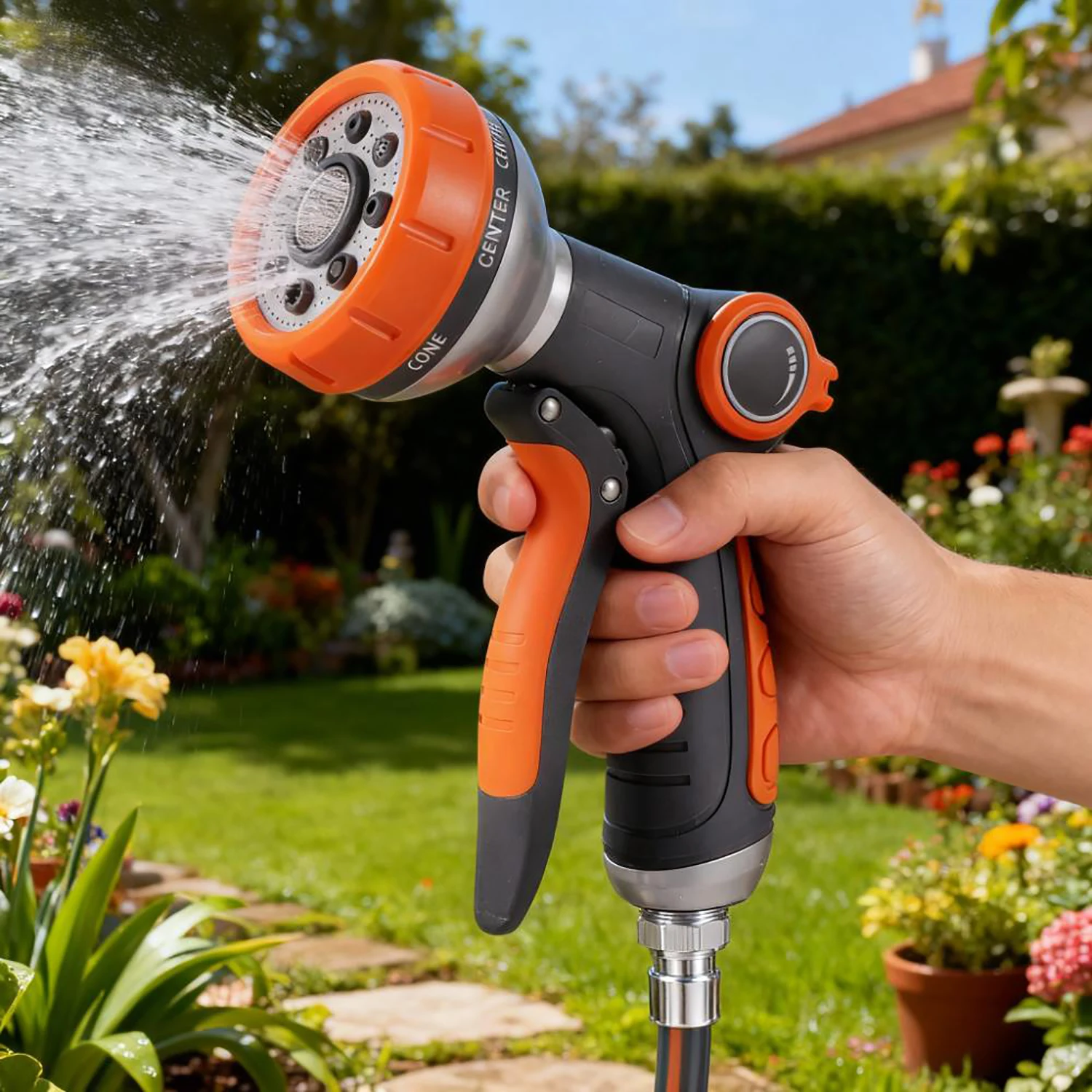 8-Funktions-Wasserpistole, Blumenbeet, Rasen, Garten, Bewässerung, Autowaschen, Hofbewässerung, Spritzpistole, Hausreinigung, Haustier, Baden, Duschpistole