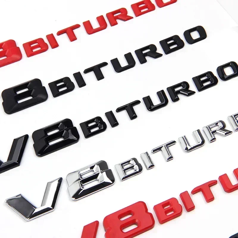 3D ABS Black Logo V8 BITURBO Emblem Car Fender Badge For Mercedes Benz C63 G63 E63 S63 W222 W223 W213 W212 W205 W204 Accessories