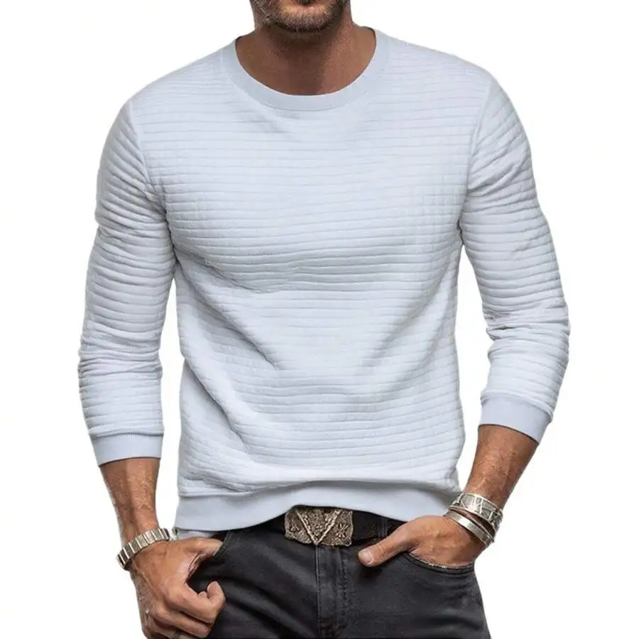 Mens Slim Fit Waffle Knit Crew Neck Top