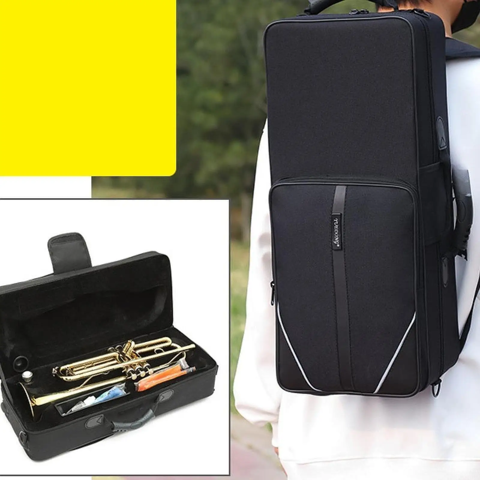 Bolsa para trompete, acessórios para instrumentos, leve com alça de transporte, portátil, mochila de tecido oxford